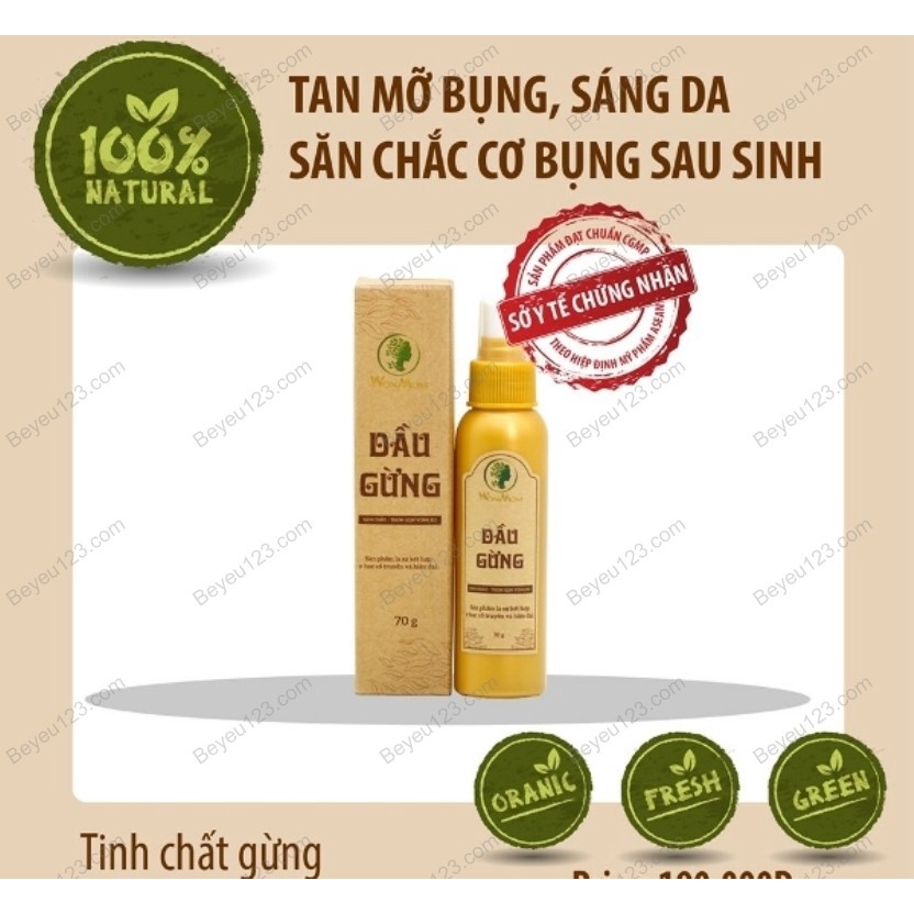 70gr - Dầu gừng massage bụng tan mỡ sáng da sau sinh - Wonmom