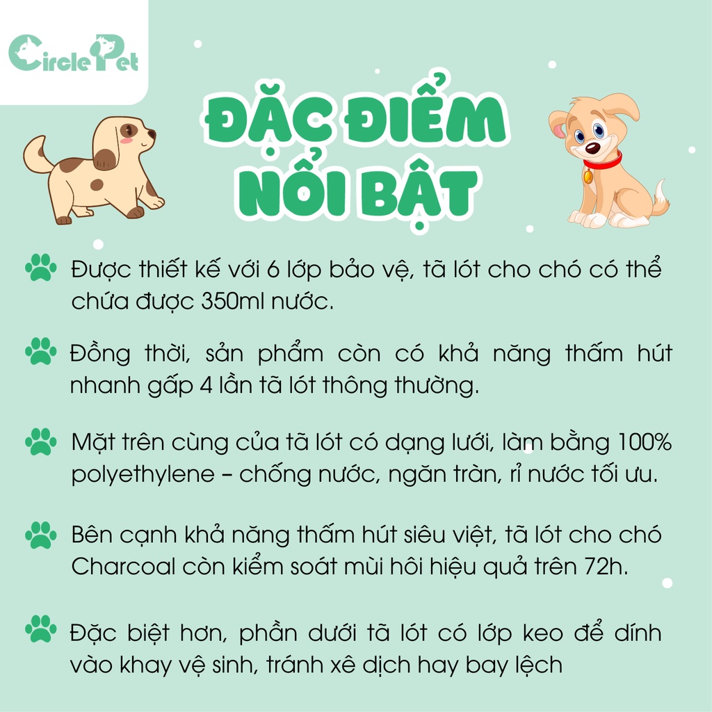 Tã Lót Cho Chó Charocal Thấm Hút nhanh Huấn Luyện Thú Cưng Đi Vệ Sinh 3 Kích Cơ Dễ Dàng Chọn Lựa - Circle Pet