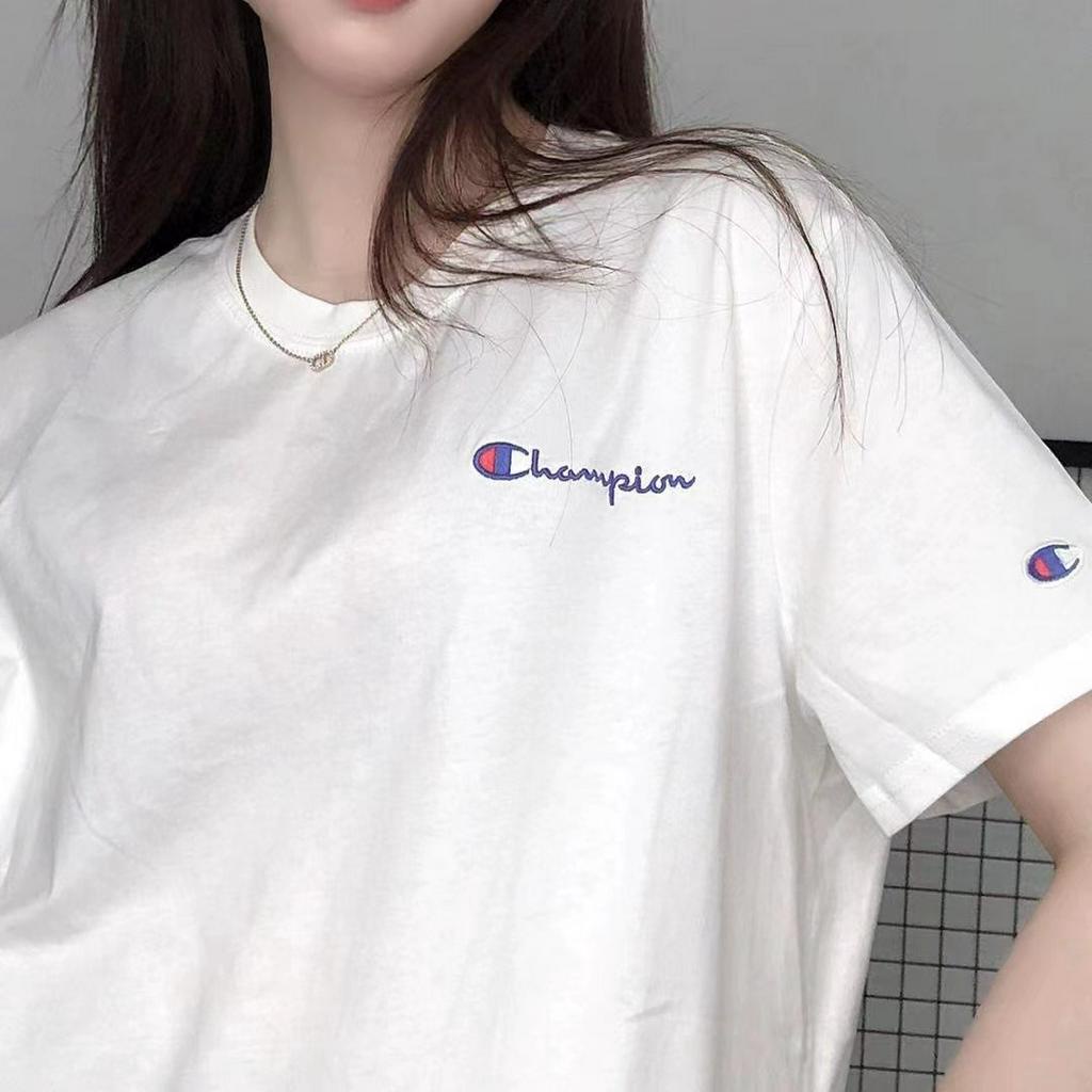 Áo thun cotton cổ tròn ngắn tay thêu chữ champion mẫu 02