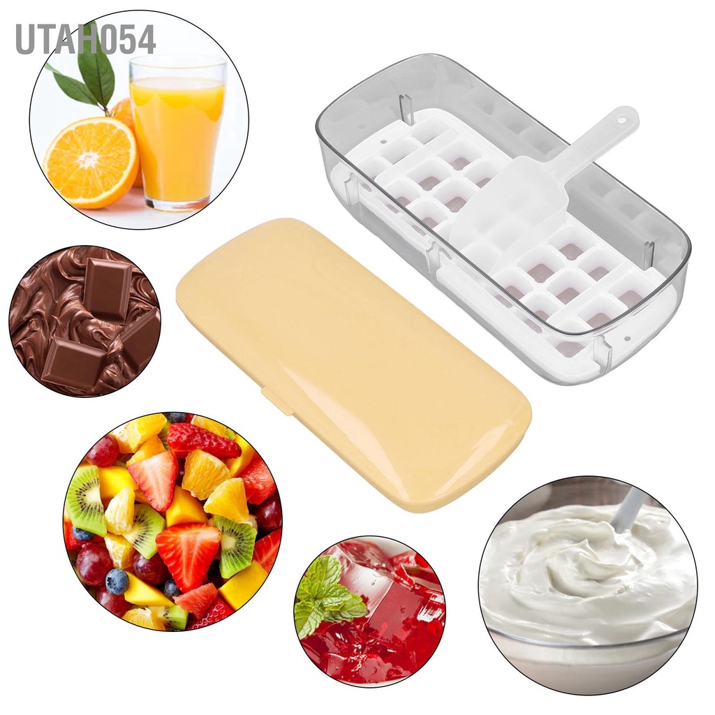 Utah054 Máy làm đá loại báo chí BPA Tiết kiệm không gian cấp thực phẩm miễn phí Hộp tự bằng silicon có nắp đậy cho nước ép cocktail Whisky