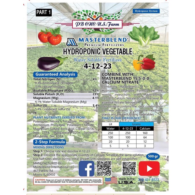 Dinh dướng MasterBlend cho rau ăn lá - 400Gram