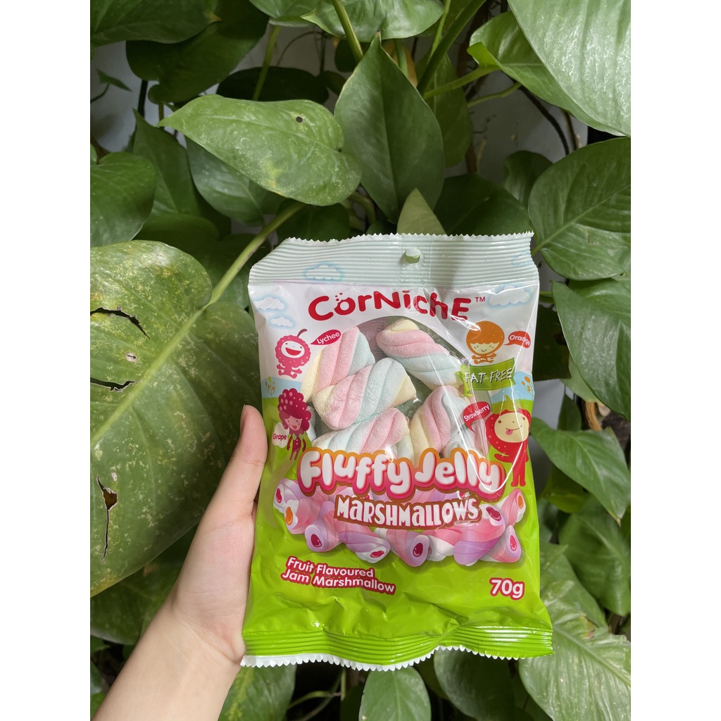 Kẹo Bông Gòn Corniche Vị Hoa Quả Teddy Fluffy Jelly Marshmallows (Gói 70g-xoắn)