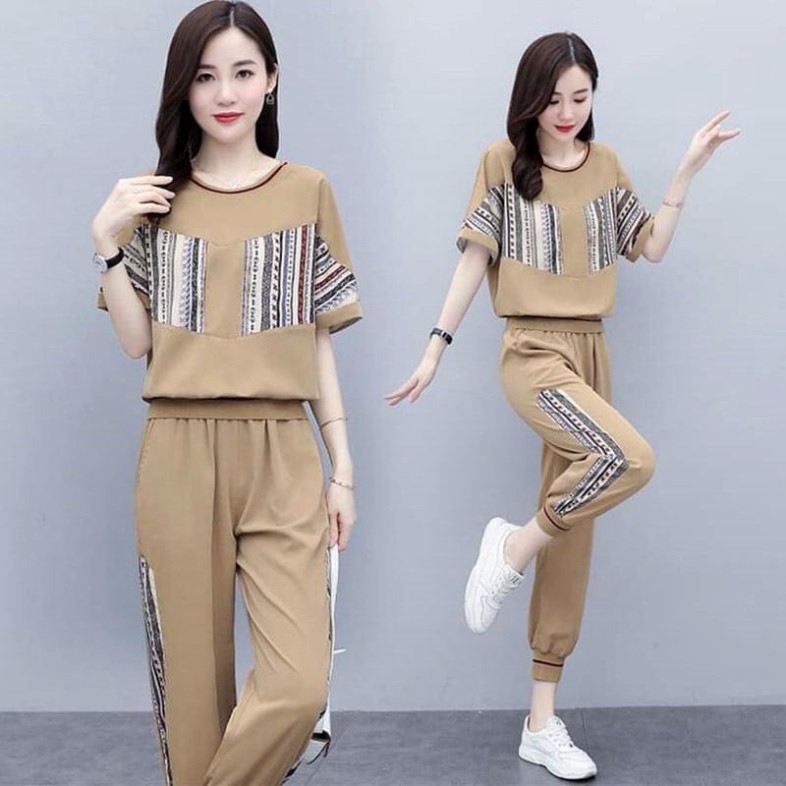 Bộ đũi nữ mặc nhà, phối họa tiết bắt mát dáng thể thao cực xinh