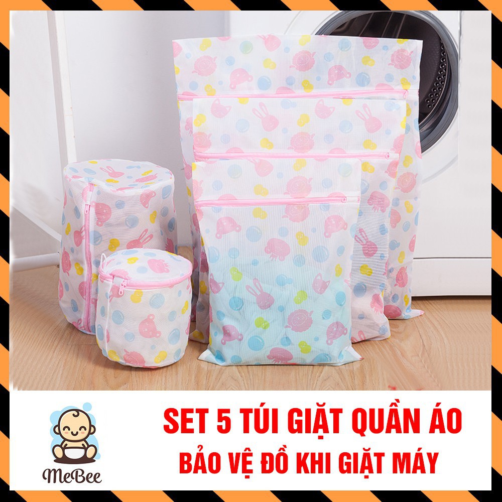 Set 5 túi giặt đồ máy giặt, túi lưới giặt quần áo