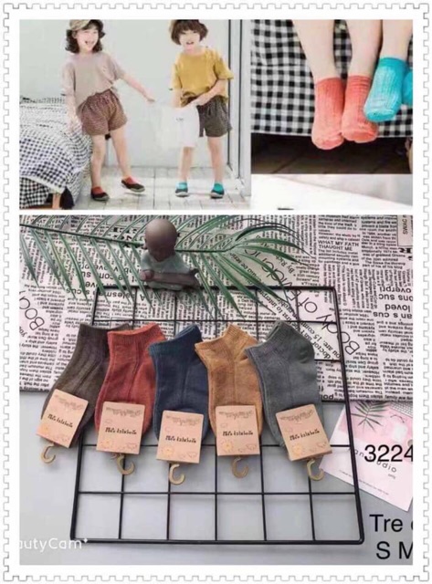 Sỉ lố 10 đôi tất len gân trẻ em cổ ngắn