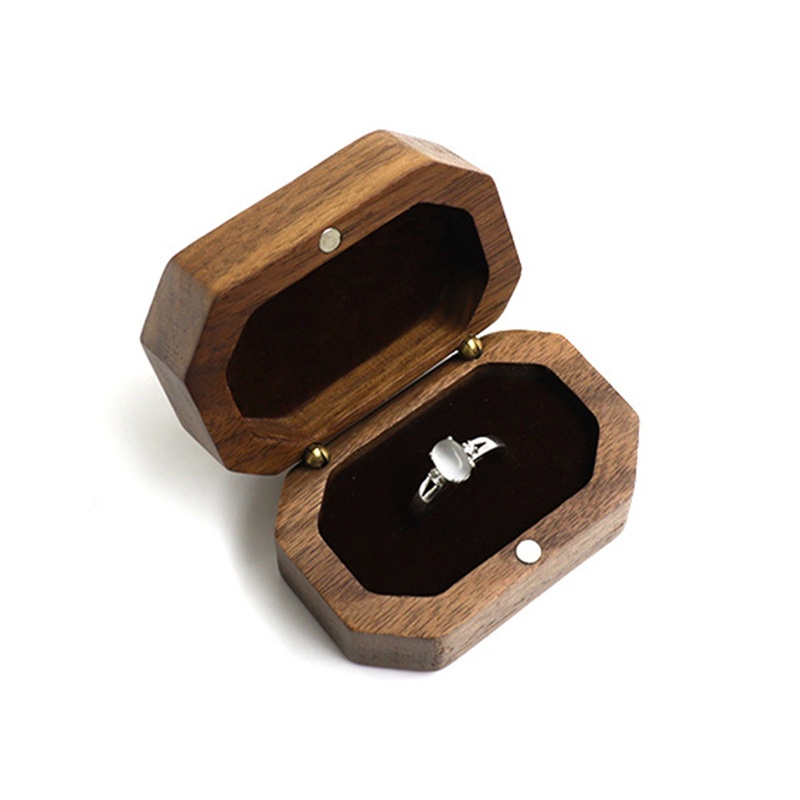 Arin Hộp Gỗ Óc Chó Hình Bát Giác Đựng Nhẫn Trang Sức Mềm Mại Sắp Xếp Gọn Gàng Cho Cầu Hôn