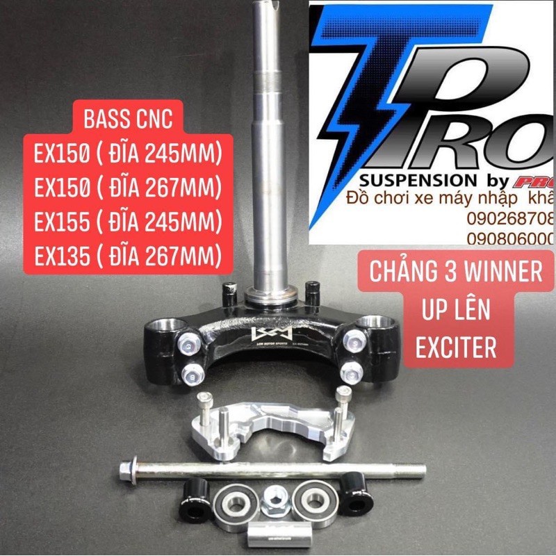 Combo chảng 3 NHÔM ĐÚC / CNC / THÉP SẮT  trước winner  +bạc đạn+ pass+canh cốt up ex150 LCM._Dochoixemaynhapkhau