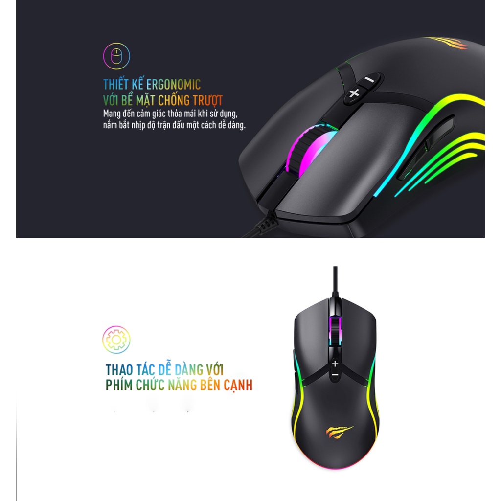 [Chính Hãng] Chuột Gaming Havit MS1026 Đèn RGB - Bảo Hành 1 Đổi 1 12 Tháng