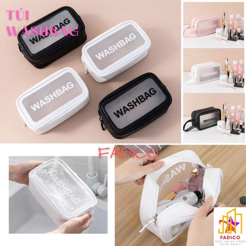 [HCM]Túi đựng mỹ phẩm Washbag có quai xách màu trong suốt,phù hợp du lịch,đi chơi,đựng vật dụng cá nhân-FADICO