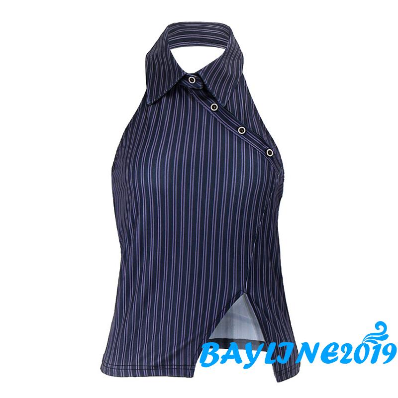 Áo Không Tay Hở Lưng Họa Tiết Kẻ Sọc Thời Trang Mùa Hè Cho Nữ