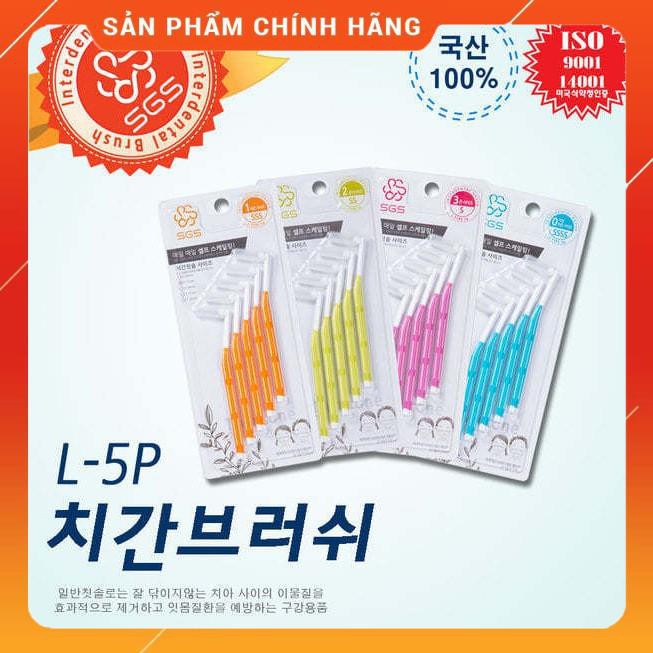 Chải kẽ răng cao cấp SGS kiểu L nhập khẩu từ Hàn Quốc (Vỉ 5 cây)