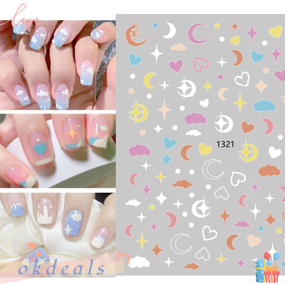 1 Nhãn Dán Trang Trí Móng Tay Nghệ Thuật Tự Dính Hình Đám Mây/Ngôi Sao Thời Trang Mùa Hè Mới