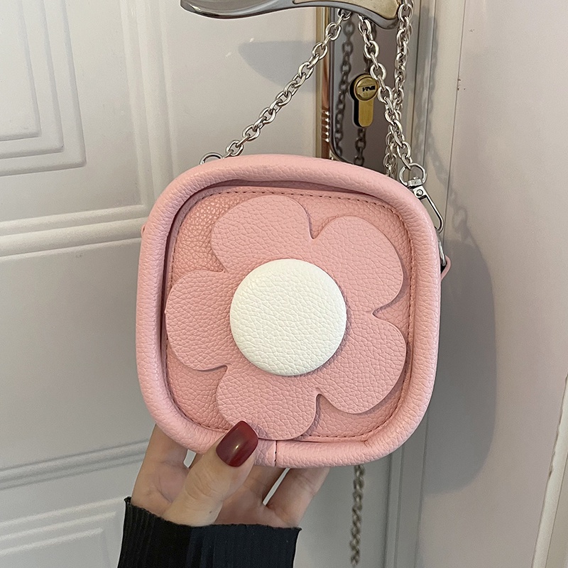 Túi Xách Mini Dáng Vuông Phối Dây Xích Thiết Kế Mới Đơn Giản Thời