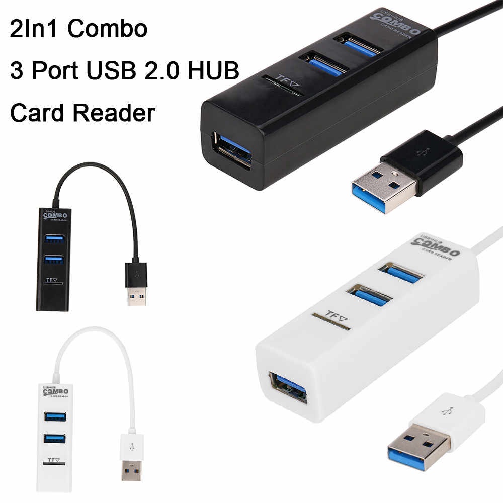 Hub USB 2.0 3 port (Đọc thẻ SD, MicroSD) Hub USB 3 Cổng Kèm 2 Khe Đọc Thẻ Nhớ Micro SD và SD