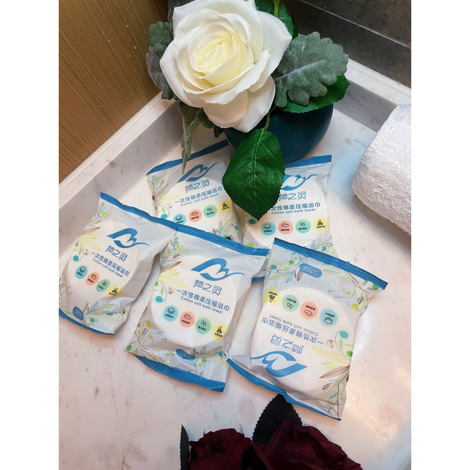 Khăn Tắm Nén Jussy Official Khăn Nén Du Lịch, Spa Loại To 100% Cotton Size Lớn 70x140 Cao Cấp Tiện Lợi