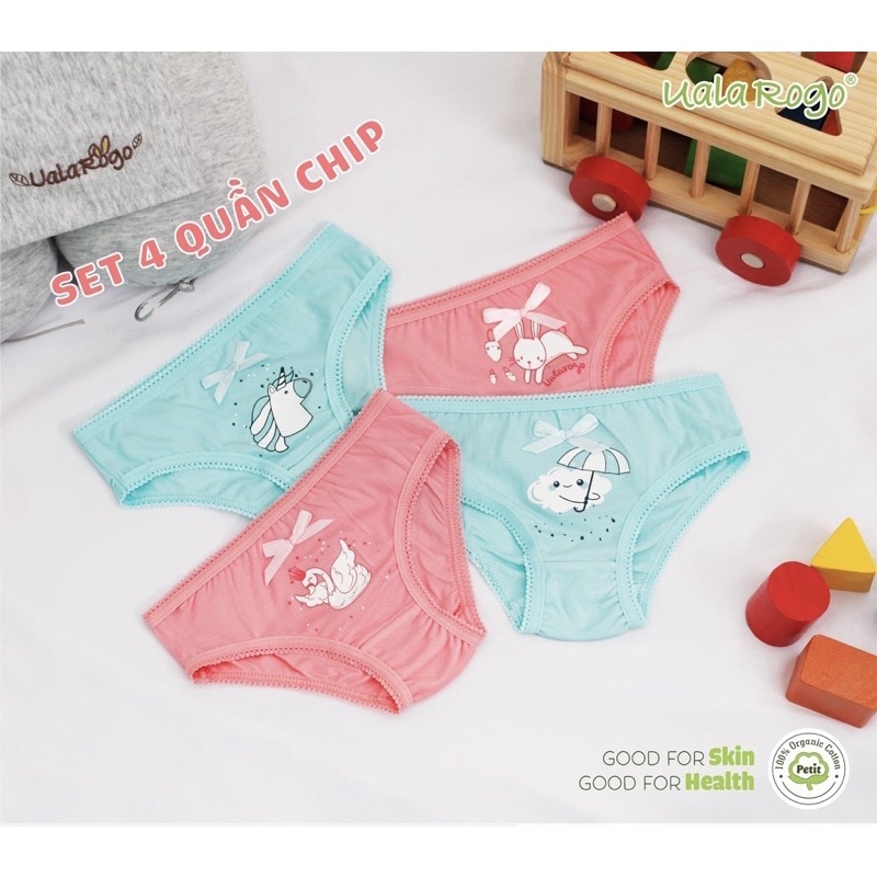 Set 4 quần chip/ quần lót đùi cho bé trai/ bé gái chất Petit UalaRogo