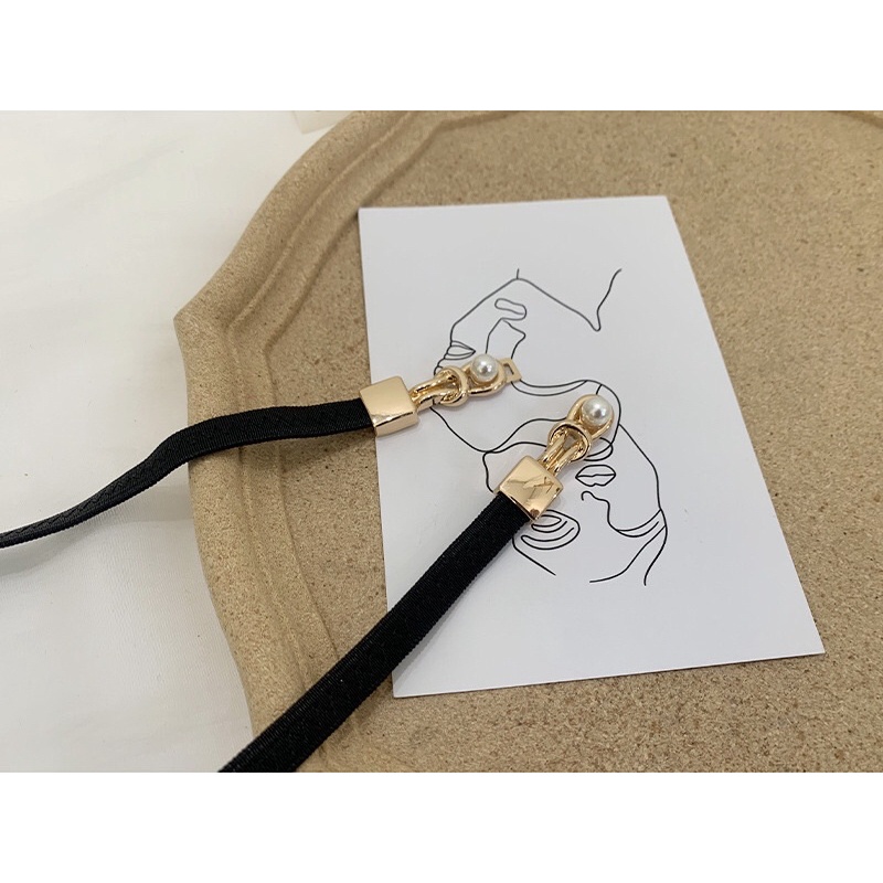 Dây thắt lưng belt chun hạt ngọc bản mỏng khóa kim loại