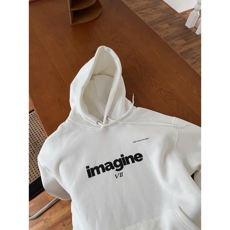 hoodle imagine 2 màu đen trắng chất liệu nỉ cao cấp mũ 2 lớp