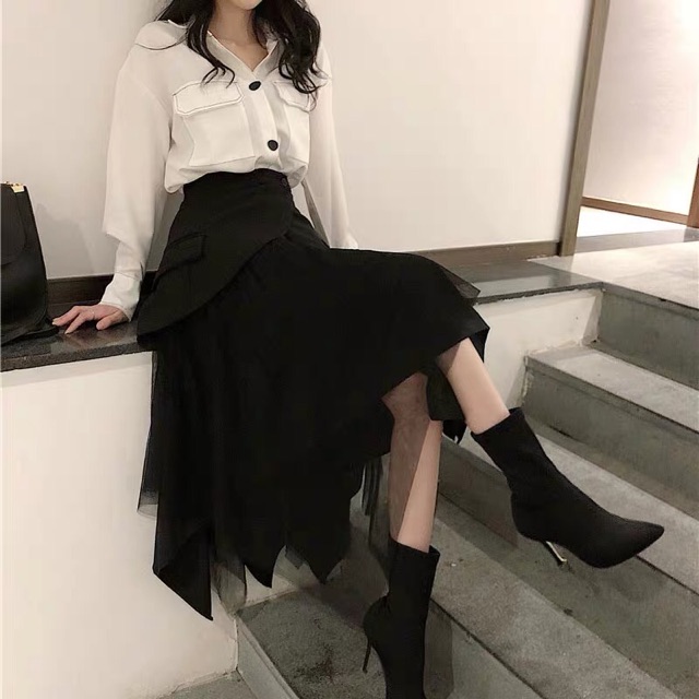 Chân váy 2 tầng pha ren