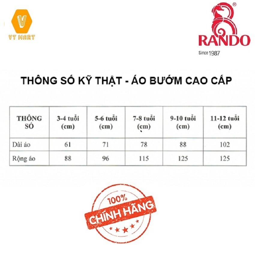 Áo mưa bướm trẻ em Rando Pocho dành cho các bé có độ tuổi từ (11 tuổi đến 12 tuổi)chiều cao từ 1.30 đến 1.45 m size số 5