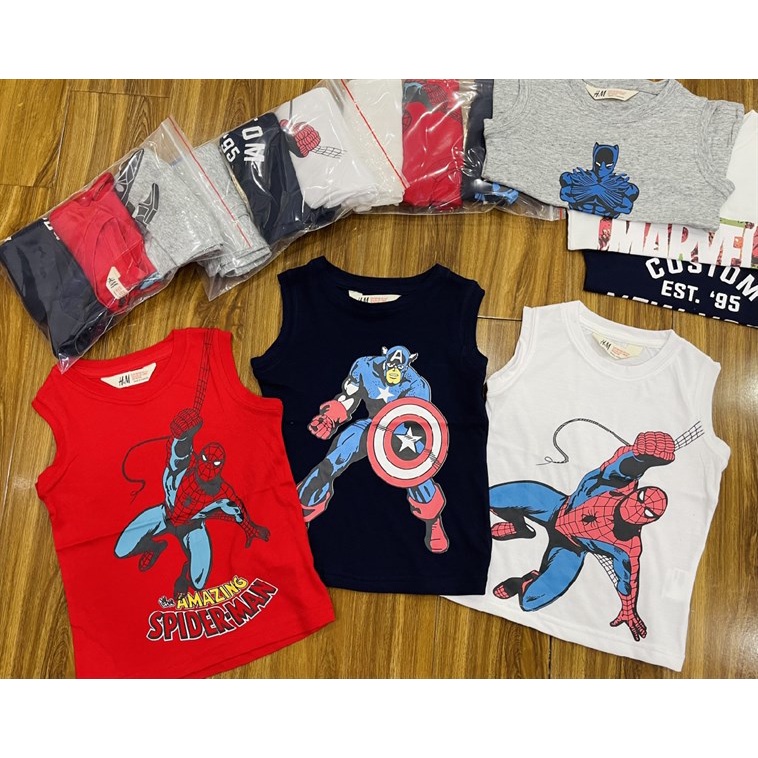 set 3 áo ba lỗ cho bé trai mát mẻ mùa hè, áo ba lỗ đi tắm biển cho bé trai