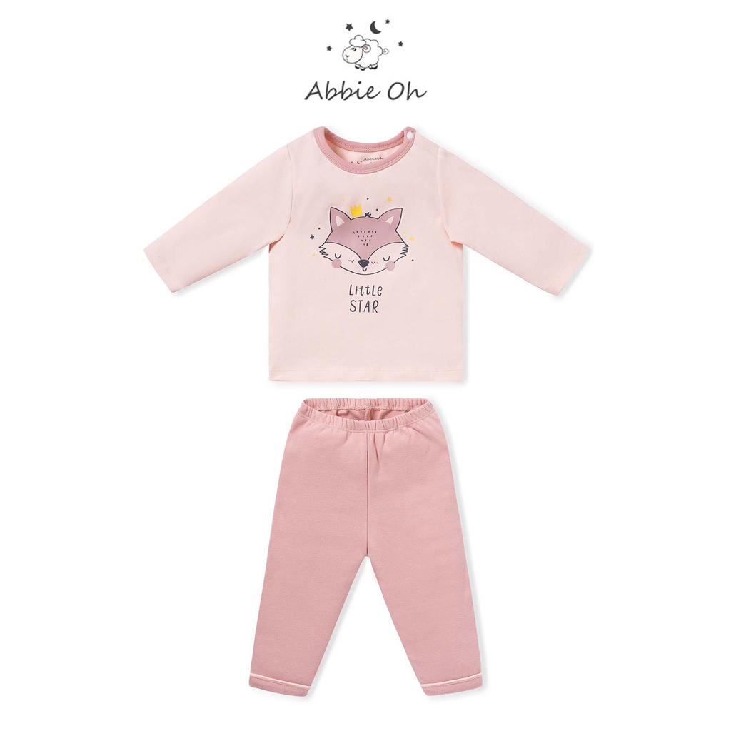 Bộ quần áo dài tay cài vai ABBIEOH chất liệu cotton cho bé gái 6 tháng đến 3 tuổi BO385-AW21