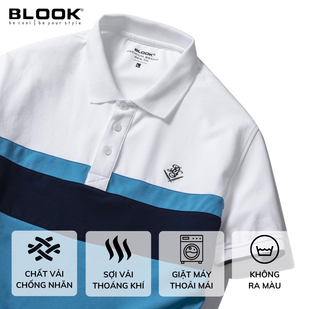 Áo polo nam slimfit BLOOK vải thun cá sấu cotton co giãn phối màu trẻ trung 33392 ( HÌNH THẬT )