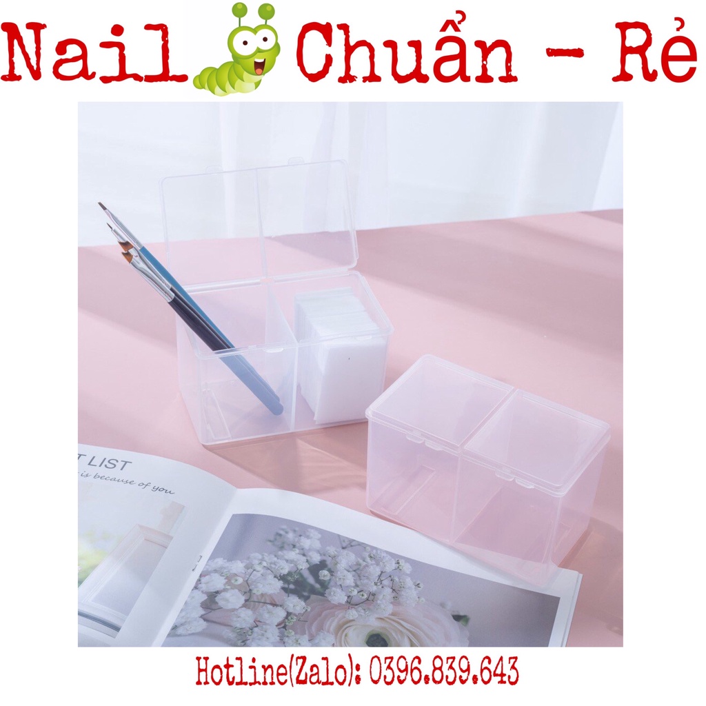 Hộp Đựng Giấy Lau Gel 2 Ngăn - Hộp 2 Ngăn Đựng Phụ Kiện Nail - Hộp nhựa đựng