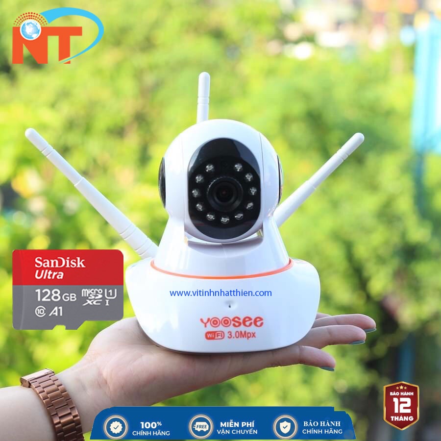 Camera IP WIFI YooSee 3.0 Full HD 1080P - hổ trợ Thẻ nhớ 128G, loại có cổng Lan