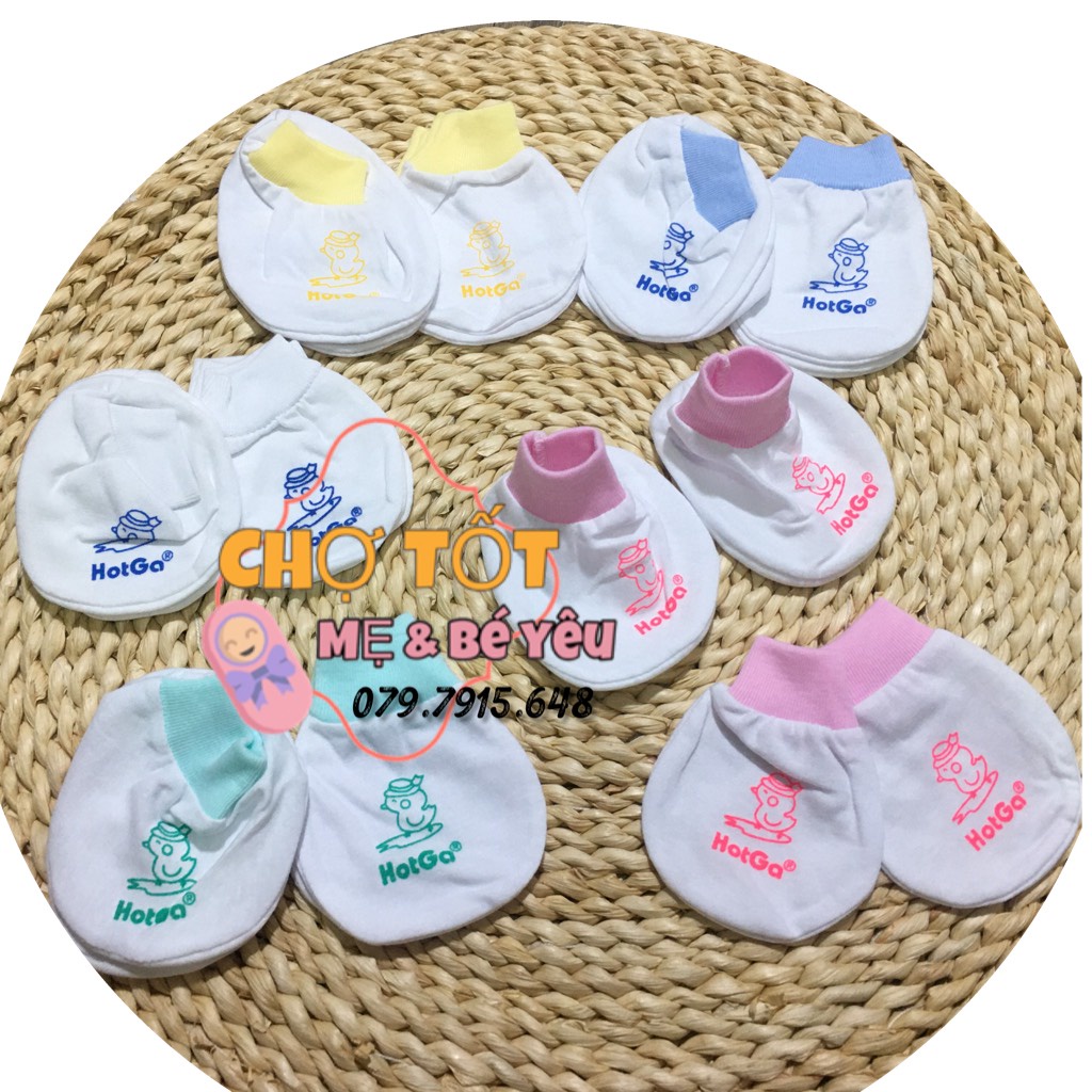 Combo 5 Bộ Bao Tay, Bao Chân Cho Bé Hotga Cotton Cao Cấp ( 0-3 tháng)