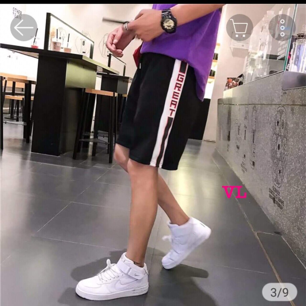 Quần đùi nam thể thao phối sọc chữ BLA2402 | BigBuy360 - bigbuy360.vn