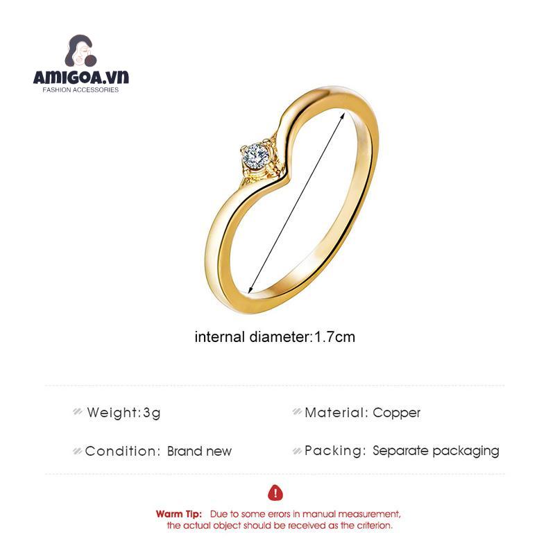 ✨✨Nhẫn Bằng Thép Titan Màu Vàng/Bạc Đính Đá Pha Lê Cho Nữ