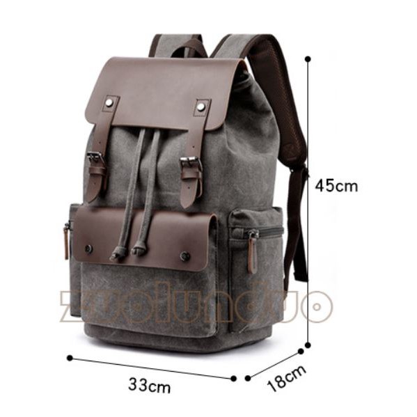 Balo Nam vải Canvas khóa da cao cấp