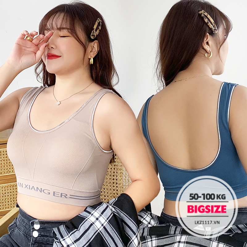 Áo lót nữ không gọng bigsize Áo bra 2 dây thể thao tập gym yoga có mút ngực chống sốc thiết kế hở lưng quyến rũ cao cấp cho người mập béo nữ