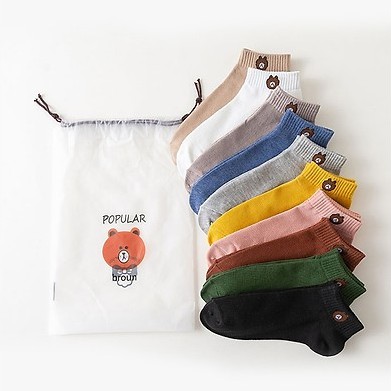 Set tất vớ gấu brown siêu cute chất cotton co dãn tốt