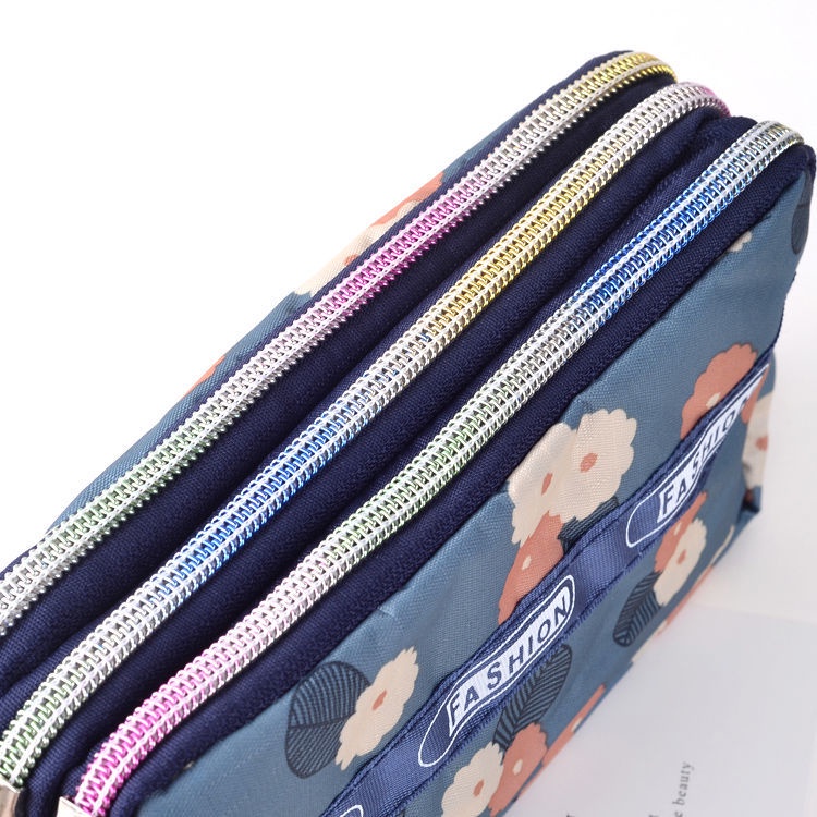 Túi vải cầm tay có khóa kéo in họa tiết dễ thương tiện lợi