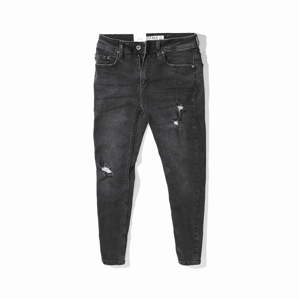 Quần Jean nam Defoxx xám rách ((Form Slimfit.chất vải co dãn,ống 15-18cm,Hàng VNXK)-JDF210727 | BigBuy360 - bigbuy360.vn