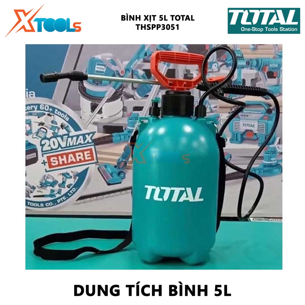 Bình xịt 5l TOTAL THSPP3051 | Bình xịt tưới cây Dung tích bình xịt: 5L Cần bơm bằng nhôm dùng để tưới cây và phun thuốc