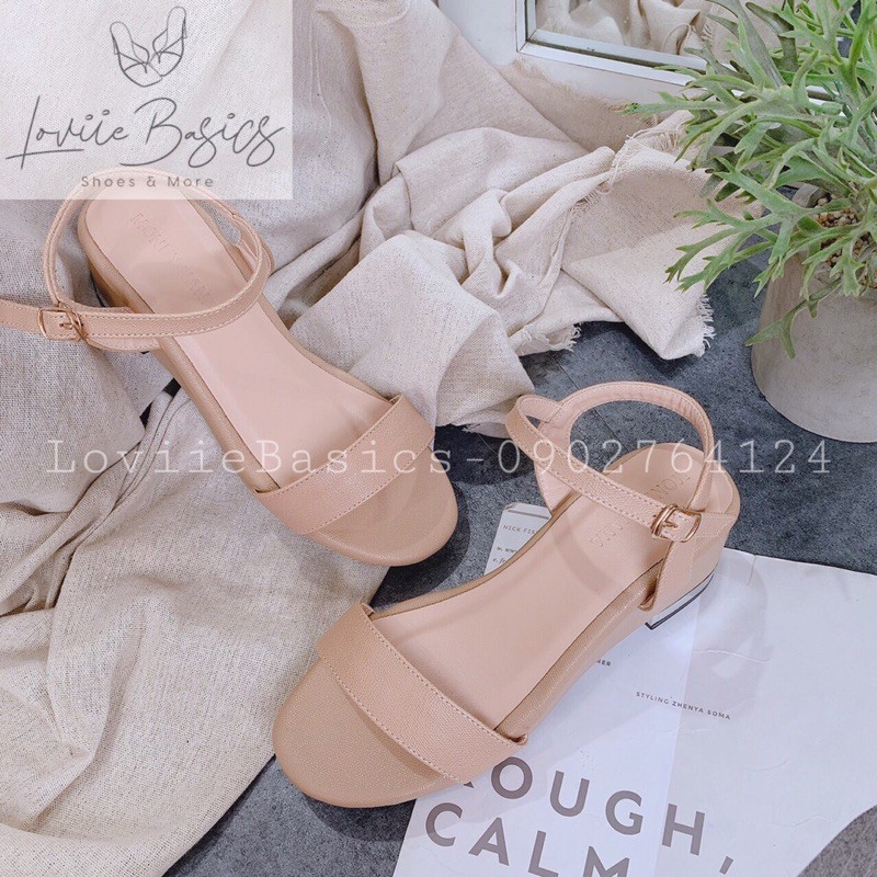 SANDAL NỮ CAO GÓT LOVIIE BASICS - GIÀY SANDAL QUAI NGANG 5P - GIÀY QUAI HẬU ĐẾ XUỒNG - SANDAL NỮ ĐỘN ĐẾ S190818