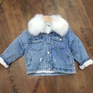 Áo khoác bò cổ lông siêu chất