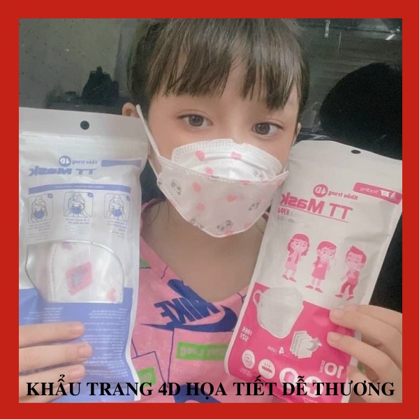 Khẩu Trang Y Tế Trẻ Em KF94 TT Mask Cho Bé 1-3 Tuổi(HÀNG DÀY) Túi 10 Cái 4 Lớp Họa Tiết 4D Dễ Thương