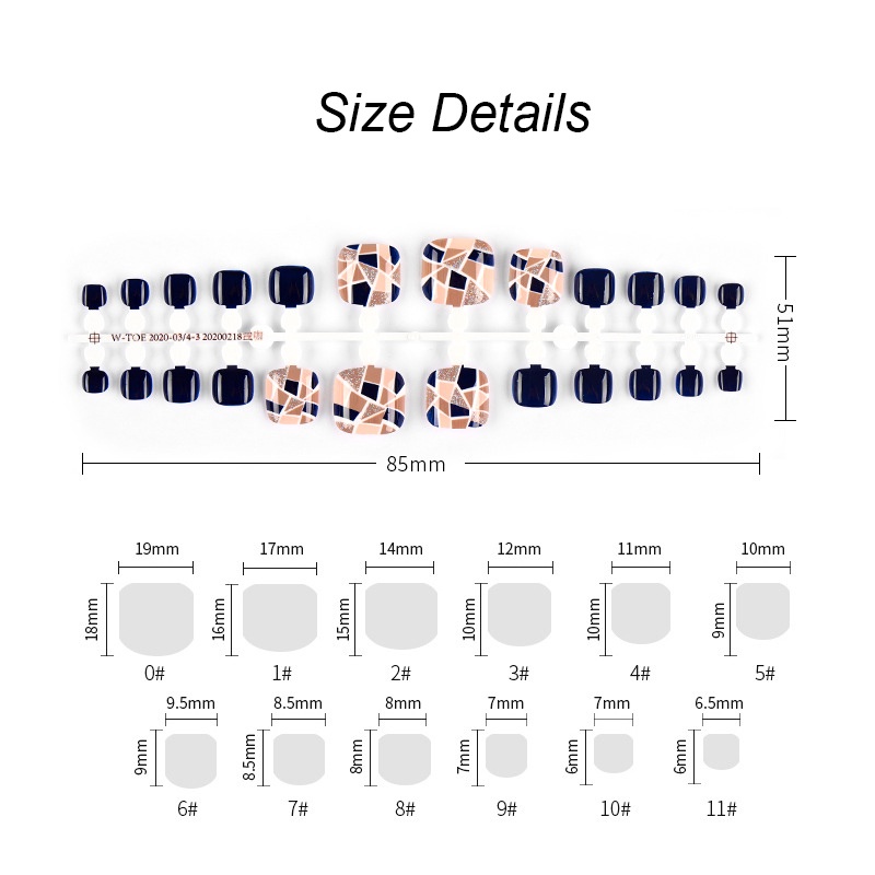 [Hàng mới về] Set 24 móng chân giả kèm keo và dũa móng
