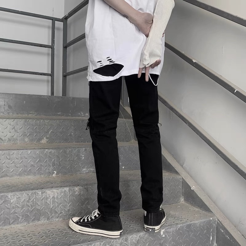 QUẦN JEANS ĐEN SKINNY RÁCH