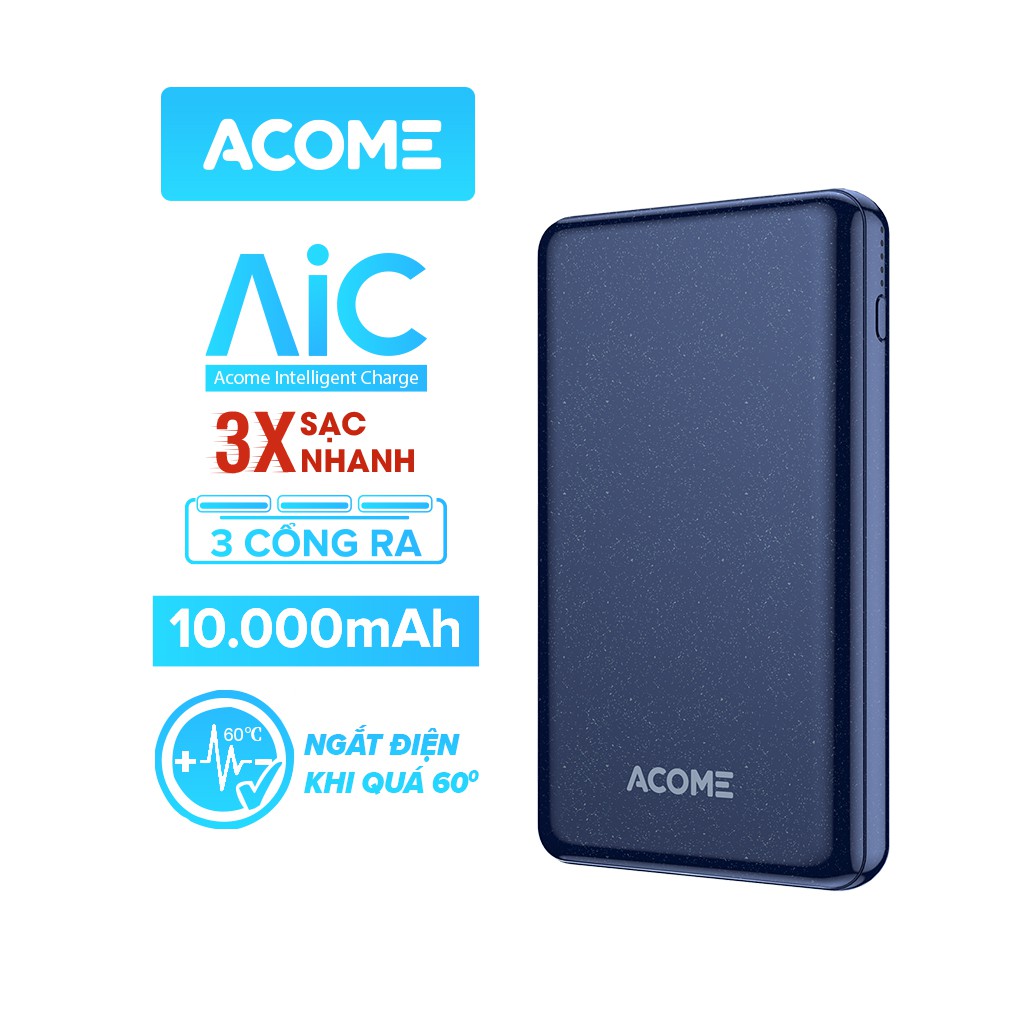 [Mã ELRVA30K giảm 7% đơn 99K] Pin Sạc Dự Phòng 10.000mAh ACOME AP105S Sạc Nhanh 18W PD/QC 3.0 - BẢO HÀNH 12 THÁNG