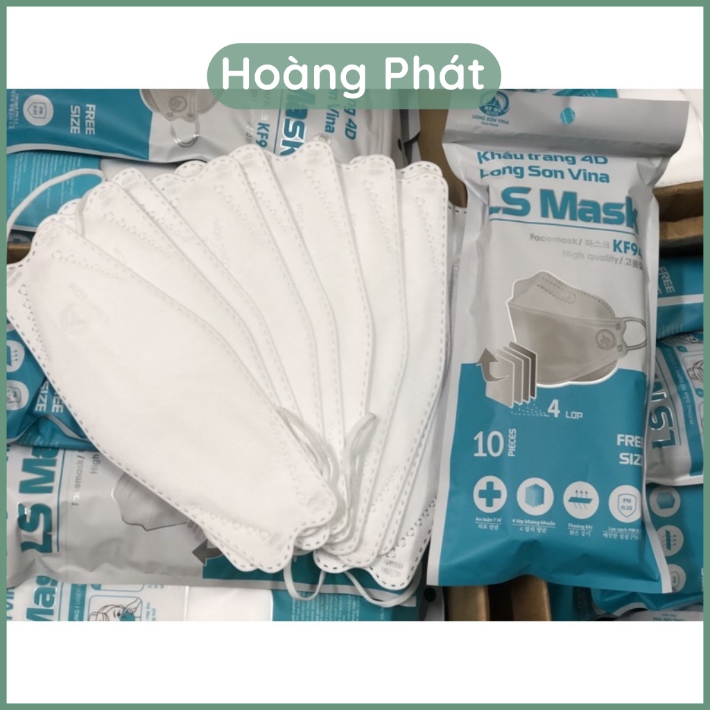 Khẩu Trang KF94 LS MASK 4D Khẩu Trang Y Tế 4 Lớp Chống Bụi Mịn, Kháng Khuẩn Cao Cấp (TÚI 10 CHIẾC) Long Sơn Vina