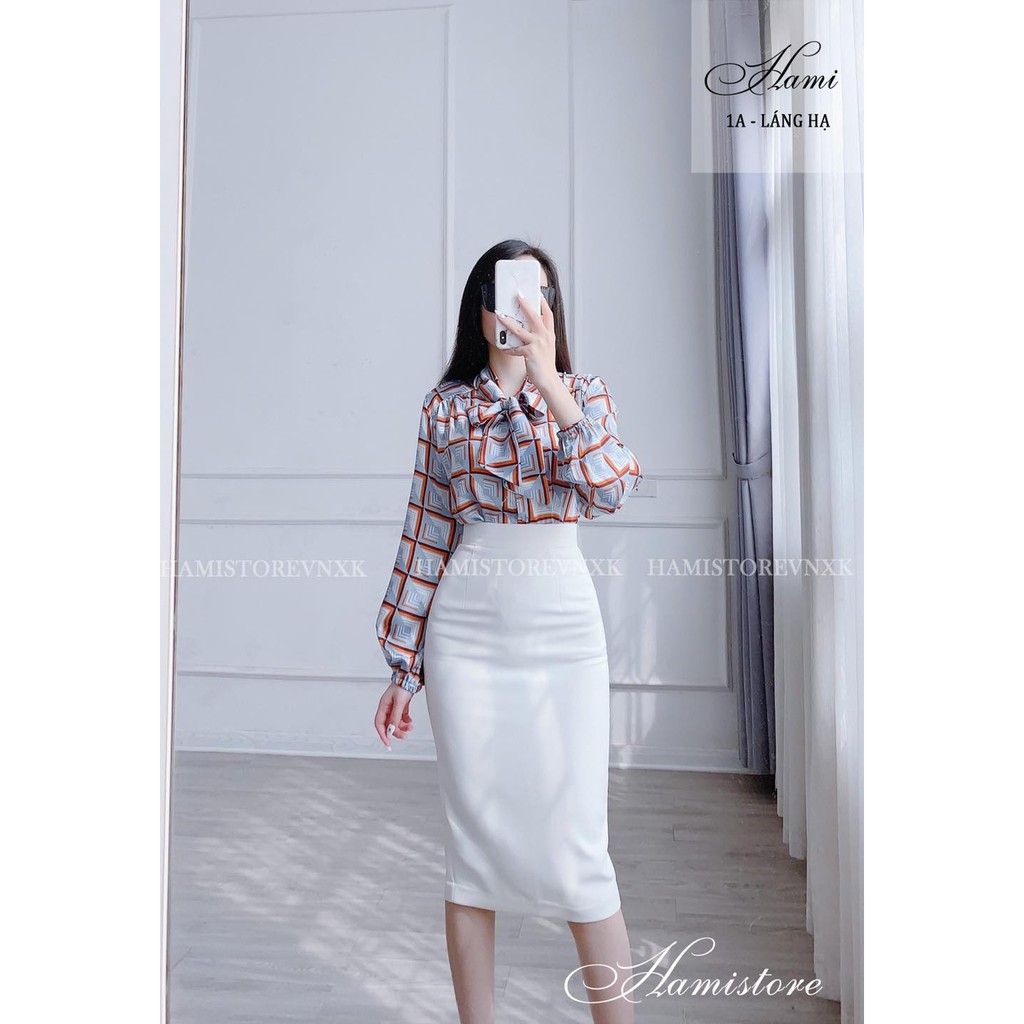 Chân váy bút chì màu trắng kết hợp set sơ mi siêu xinh CV200 Hamistore | BigBuy360 - bigbuy360.vn