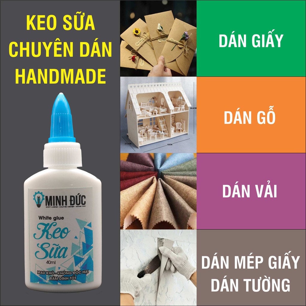 Freeship - Keo sữa làm đồ thủ công - dán mép giấy dán tường 40ml - Shop Minh Đức