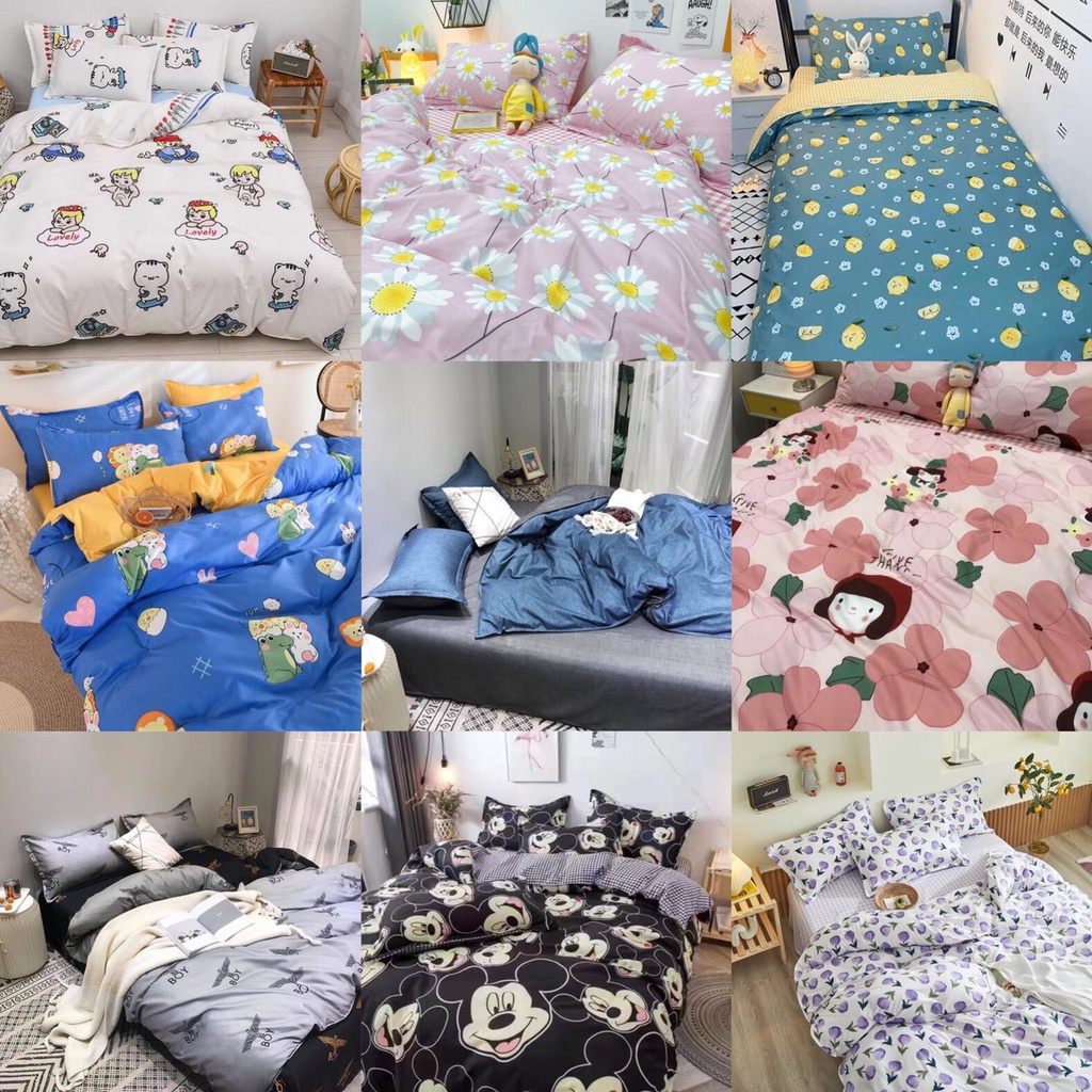 Bộ chăn ga gối cotton poly nhập khẩu các mẫu mới ( đủ kích cỡ size giường)