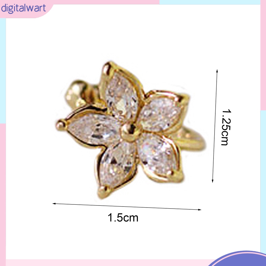 Khuyên kẹp vành tai hình hoa đính đá thời trang cho nữ