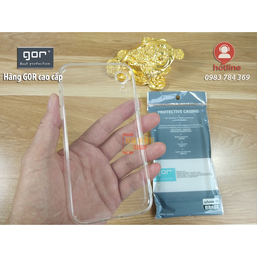 Ốp lưng iPhone XR hãng Gor cao cấp trong suốt, 0.4mm siêu dẻo, siêu mỏng, siêu nhẹ